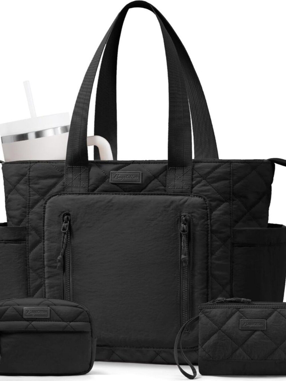 Puffer Tote Bag for Women, Lightweight Puffy Work Laptop Handbag Teacher Nurse Q